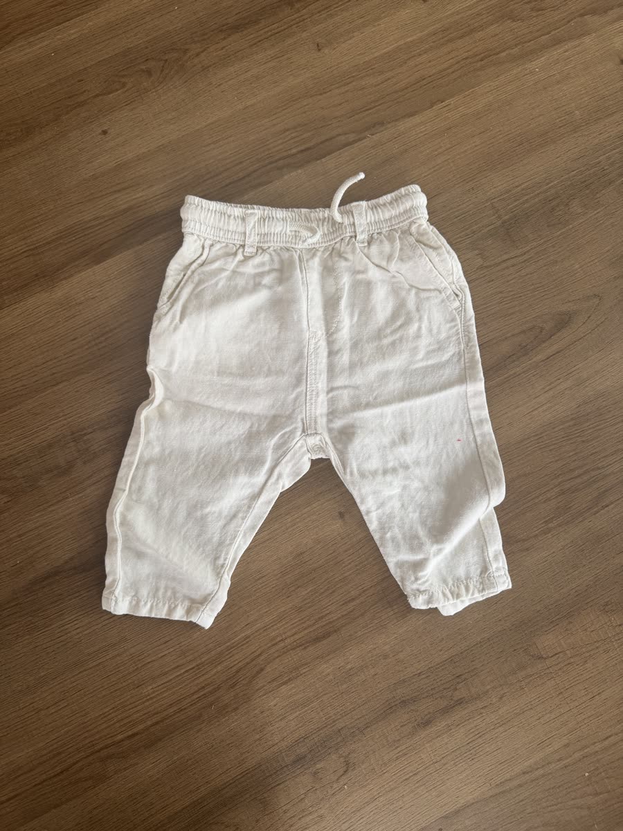 pantalon bébé Zara 3-6 mois blanc en lin et viscose taille élastique- 3-6mois  — Tres bon Etat — à Paris