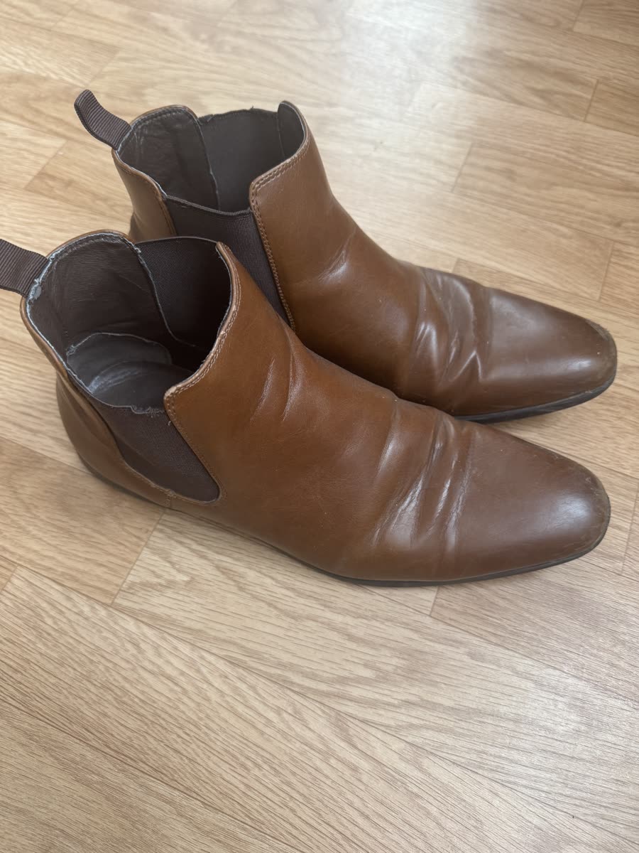 boots chelsea homme cuir marron camel bout pointu élastiques latéraux - taille 42 — Bon Etat — à Paris