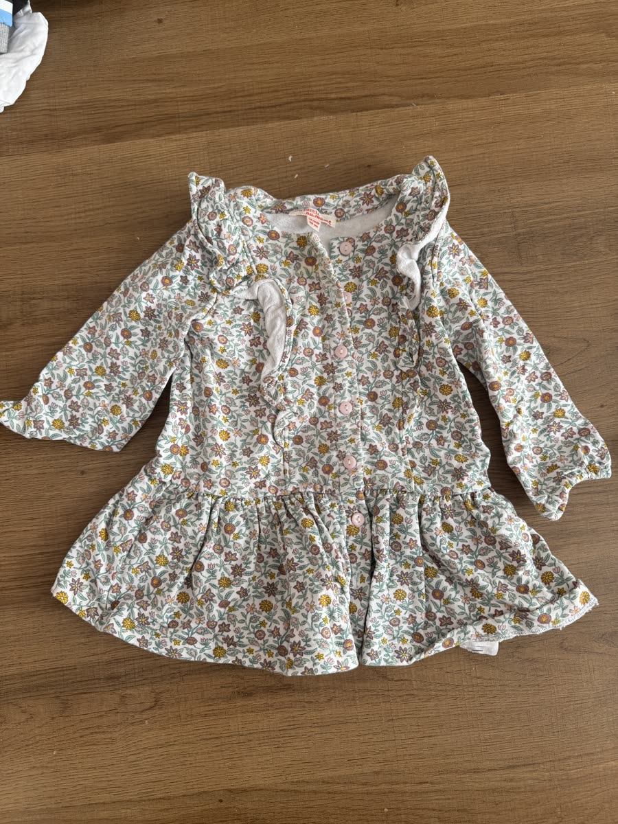 robe bébé fille DPAM 18 mois écru imprimé fleuri manches longues volants — Tres bon Etat — à Paris