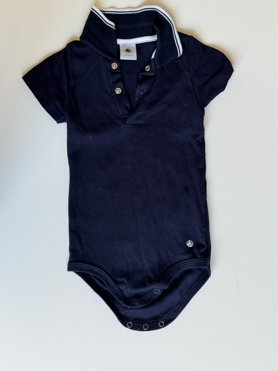 Body col polo Petit Bateau bleu marine 12 mois — Tres bon Etat — à Paris